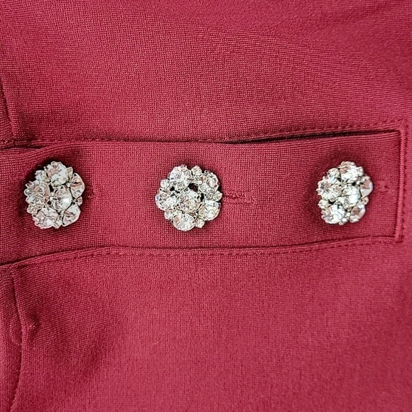 J.Crew Maroon Jeweled button-back ponte top Size S - Picture 9 of 11